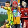 Wer wird Sportstar im November? Nominiert sind (von links) Fußballer Semir Telalovic, Biathletin Julia Tannheimer, Eishockey-Torhüter David Heckenberger, Turnerin Maha Feniuk und Basketballer Ben Saraf 