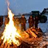 Bauernprotest mit Mahnfeuer in Bobingen.