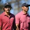 Charlie Woods (l) und sein Vater Tiger Woods beim Turnier in Orlando.