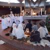 During the nativity play, the shepherds listened to the words of an angel. 