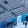 Fast leere Tribünen in Oberstdorf.