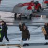 Donald Trump Jr. (Mitte) winkt bei seiner Ankunft in der Hauptstadt Nuuk in Grönland.