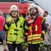 Feuerwehrkommandant Robert Draeger (links) und sein Stellvertreter Christoph Hohenleitner bei der Hauptübung der Freiwilligen Feuerwehr Mindelheim im Juli.