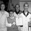 Die beiden ausgezeichneten Metzgerlehrlinge Bianca Hahn und Alexander
Wilms mit den Leitern ihrer Ausbildungsbetriebe, Eberhard Bumm
(Trennfeld) und Günter Schumacher (Remlingen).