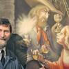 Heiner Bauer vor seinem Porträt, das die Künstlerin Renate Jung vor vielen Jahren gemalt hat.