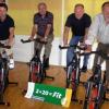 Sie treten gemeinsam für eine neue Fitness-Aktion in die Pedale: Clubleiter Michael Yayannis, Schirmherr Eduard Lintner, der Sportreferent der Stadt Münnerstadt Helmut Blank und der Vorsitzender des TSV Münnerstadt Peter Will.