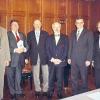 25 Jahre Würzburger Medizinhistorische Gesellschaft (von links): Institutsvorstand Prof. Michael Stolberg, Bürgermeister Adolf Bauer, Ehrenvorsitzender Prof. em. Gundolf Keil, Christoph Weisser, Vorsitzender Prof. Ralph Vollmuth, sowie Pianist und Medizinhistoriker Hannes Langrieger.