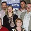 UWG-Gemeinderatskandidaten (von links): vorn Herbert Götz, Stefan Oppmann, Rosa Wittstadt, Elisabeth Gabler, Barbara Wolf, hinten: Wolfgang Diedering, Michael Schmitt, Arno Greiner, Gerhard Schmitt, Gertrud Gerhard, Anton Müller, Winfried Knötgen, Wolfgang Herbert, Wolfgang Klopsch, Alfons Pfannes und Alfred Schulz.