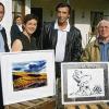 Bei der Jahrgangspräsentation (von links): die Winzer Christian und Martina Reiss, Schauspieler Ingo Klünder und Maler Curd Lessig.