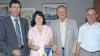 Ehrungen beim Sportabzeichen-Schulwettbewerb 2007 (von links): Landrat Thomas Schiebel, Realschulrektorin Uta Weise, Karl-Heinz Hübner und Rudolf Senfleben.
