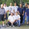 BINSFELD (es)   Die Stockschützen TSV Binsfeld starteten am Wochenende ihr großes Herren-Sommerturnier. Dabei war der Mannschaft des ESC Stuttgart (links) mit Steffen Hofmann, Florian Wohlschieß, Timo Hügel und Bernd Gurtner bei einem Punktestand von  24 zu 4 Punkten der Sieg nicht zu nehmen. Den zweiten Platz (Bildmitte) belegte der SSC Gachenbach (24 zu 4 Punkten  jedoch mit schlechterer Note) mit Wolfgang Kreitmair, Phillipp Hörmann, Johann Krammer und Johann Ostmeier. Dritter Sieger wurde die Mannschaft des ESC Priesendorf (im Bild rechts mit 22 zu 6 Punkten) mit Jürgen Graf, Gerhard Schweizer, Ewald Jonke und Werner-Gerog Schwinn. Die weiteren Platzierungen lauteten: Kreisauswahl Nürnberg, ESV Nürnberg, ESC Bayreuth, Landesauswahl Thüringen/Bayern, Kreisauswahl Grafenrheinfeld/Binsfeld, SC Bietigheim, TSV Röthenbach, Bezirksauswahl Herzogenaurach/EC Nürnberg, SG Sennfeld, ESC Erfurt, TSC Zeuzleben, ESC Uehlfeld. Zusammen mit den ersten drei Siegermannschaften stellten sich Turnierleiter Manfred Pfister (zweiter v. rechts), TSV-Vorsitzender Georg Riedmann (rechts) und Schiedsrichter Siggi Vollmuth (Vierter von links), zum Foto.
