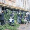 Marktheidenfeld (hr)  Wahrscheinlich das letzte Mal schmückte der Waldkindergarten den Bauzaun in der Mitteltorstraße an Marktheidenfelds größter Baustelle. Etwas adventliches Grün vor dem kahlen Betonbau haben die Eltern zusammengetragen, um ihren Beitrag zu leisten, Marktheidenfeld auf das kommende Weihnachtsfest vorzubereiten.