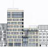 Der aktuellste Entwurf für die Augustinerstraße 9 bis 11. Mit knapp 34 Metern etwas niedriger als auf dem Siegerentwurf soll der Tricyan-Tower werden. Auch auf die Lamellen aus dem ersten Entwurf im Obergeschoss will der Bauherr verzichten.