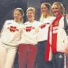 Zum zweiten Mal hat sich Emese Szasz aus Ungarn (Zweite von links) den Sieg beim „Internationalen Reinhold-Würth-Frauendegen-Weltcup“ in Tauberbischofsheim geholt. Sie schlug im Finale die Holländerin Sona Tol (links). Die dritten Plätze gingen an Monika Sozanska vom Heidenheimer SB (rechts) und Nathalie Moellhausen aus Italien.