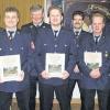 Die Feuerwehr Aub ehrte im Rahmen der Jahresversammlung verdiente Kameraden für ihren 25-jährigen aktiven Feuerwehrdienst. Von links im Bild: Andreas Neuhöfer, Bürgermeister Thomas Helbling, Matthias Wasser, KBI Hermann Weigand, Andreas Seufert, , 1.Kommandant Armin Treubert, Franz Lhotsky, der Vorsitzende des Feuerwehrvereins Aub, Jürgen Albert und KBM Walter Mauer.