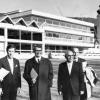 Vor dem Neubau des Kurmittelhaus (von links): Ministerialrat Reiß (Bäderreferent der Staatsregierung), Walter Rundler, scheidender Kurdirektor, sein Nachfolger Hans-Wolfgang Städtler, Ministerialdirektor Rudolf Bensegger, Finanzpräsident Dr. Diria (Würzburg) und Kurdirektor Walter Reif, Präsident des Deutschen Heilbäderverbandes.