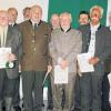 Ehrende und Geehrte im BJV Lohr: Vorsitzender Siegfried Wegmann (vorne, links) und Peter Amann, Hegegemeinschaftsleiter der HG Spessart (dahinter) gratulierten (hinten, von links) Walter Emrich und Herbert Weinfurtner (beide 20 Jahre Jagdhornbläser) sowie Thomas Neuhaus und Kurt Völker (zehn Jahre Bläser). 50 Jahre im BJV sind (vorne, von links) Edmund Desch, Fritz-Jürgen Stolle und Oswald Wirth; 40 Jahre dabei sind Stefan Machers und Herbert Schmitt. Nach über 40 Jahren als Aktiver bei den Bläsern verabschiedet wurde Lothar Christ.