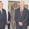 Am Samstagmorgen feierte die Anwaltskanzlei Dr. Rachor, Engert und Kollegen ihr 50-jähriges Bestehen. Im Bild (von links): Franz Engert, Armin Wedel, Dr. Rudolf Rachor und Gäste.