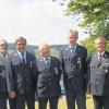 Verdiente Feuerwehrleute wurden von der Duttenbrunner Wehr geehrt. Im Bild von links: Kommandant Klaus Charné, Kreisbrandrat Gerhard Kümmel, Winfried Fischer, Ludwig Droll, Edwin Siegler, Kreisbrandinspektor Manfred Brust sowie der stellvertretender Kommandant Dieter Müller.