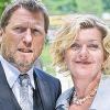Michael Fitz und Saskia Vester bei Dreharbeiten zu neuen Folgen der ARD-Reihe „Der Schwarzwaldhof“.