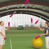 Matthias und Silke Ebert beim täglichen Training. Die Ex-Tennishalle bleibt innen in ihrer heutigen Struktur erhalten, es werden aber noch Trennwände eingezogen.