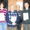 Strahlende Gesichter: Vorsitzender Wolfgang Mauer und sein Stellvertreter Klaus Dahinten konnten Barbara Mock (25 Jahre) sowie Wolfgang Gessner, Arthur Kilian, Artur Schmitt, Walther Harth und Bürgermeister Wolfgang Demar (alle 40 Jahre) für ihre Treue gratulieren.STUHL
