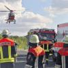 Unterstützung aus der Luft: Ein Hubschrauber der Deutschen Rettungsflugwacht kürzlich bei einem Einsatz im Grabfeld.