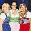 Dirndltour: Sind beim Finale in Uettingen dabei: (von links): Miriam Wörrlein aus Rottendorf, Andrea Grün aus Geckenheim und Theresa Riedl aus Rottendorf.