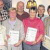 Ehrende und Geehrte: Ulrike Schiefhauer (von links), Uwe und Helga Feistel, Dieter und Christa Trommer, Günter und Ingrid Nickel, Dietmar und Helga Feistel sowie die Pensionsinhaber und Gastwirte Bernhard und Rosi Kleinhenz.