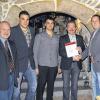 Ehrung bei der Steigerwaldkapelle Oberschwarzach: Im Bild von links: Zweiter Bürgermeister Manfred Schötz, Zweiter Vorsitzender Daniel Graf, Dirigent Christian Nöth, der Geehrte Alfons Herold und der Kreisvorsitzende des Nordbayerischen Musikbundes, Peter Geb.