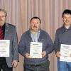 Treue Angler: Der Kitzinger Sportanglerverein zeichnete langjährige Mitglieder aus und wählte den Vorstand neu (von links) Vorsitzender Peter Steinmüller, die Geehrten Dieter Neumann, Andreas Paul und Volker Aulenbach und Schriftführer Michael Düll.
