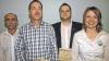 Keine Mitgliederversammlung ohne Urkunden und Anstecknadeln: Beim TSV Oerlenbach ehrten zweite Vorsitzende Alexandra Borst (rechts) und Amtskollege Martin Hundshammer (links) Ferdinand Hopf (Zweiter von links) und Sven Schüller für 25-jährige Mitgliedschaft.