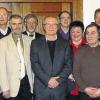 Ehrungen bei der Energieversorgung: (von links) Geschäftsführer Peter Tiefenthaler, Oswald Amend, Christine Dreschner, Alfred Handel, Albrecht Höfling, Otto Döpfner, Norbert Jäger, Matthias Seidel, Margret Rüppel, Ludwig Schmitt, Betriebsrat Michael Bauermees, Margarete Kessler, Alfred Henneberger und Horst Reuchlein.