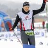 Zieleinlauf als strahlende Siegerin: Ellen Stockheimer aus Unsleben hat in Oberstaufen die deutsche Meisterschaft im Wintertriathlon gewonnen.