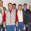 Geehrt: Stellvertretender Landrat Robert Finster (Zweiter von links) ehrte aktive Feuerwehrleute aus Laub (von links): Michael Weickert (25 Jahre), Helmut Seger (40), Roland König (25), Nikolaus Pfister (40), Vereinsvorsitzender Rainer Knaub, Klaus Großpietsch (40) und Kommandant Jürgen Haubenreich. Geehrt wurde außerdem Elmar Seger (40).