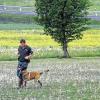 (bp) Ein Großaufgebot von Polizeifahrzeugen am Sportheim erschreckte einige Bürger von Thundorf. Die Recherche förderte aber nicht die Spur eines Deliktes zutage, sondern es stellte sich heraus, dass die Polizei nur wegen einer Hundeausbildung in Thundorf vor Ort war. Wie der Thundorfer Polizeihundeausbilder Frank Pfennig mitteilte, finden jeden Mittwoch solche Übungen und Trainingstage statt. Dabei geht es um verloren gegangene Fährtensuche, Schutzhundeausbildung, Unterordnung, Hundeausbildung mit Vermisstensuche oder die Suche nach weggeworfenen Tatwaffen. Polizeihauptmeister und Diensthundeführer Frank Gößwein mit Hund Arek ging zusammen mit seinem Kollegen Benny Oppermann und Zoro auf dem Ausweichplatz des TSV Thundorf auf Fährten- und Waffensuche.