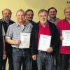 Für 40 Jahre Mitgliedschaft beim SV Kleinmünster geehrt: (von links) Reinhold Scheuring, Reiner Niedt, Armin Friedel, Hubert Scheuring, Günter Barth, Otto Dünninger, Arnold Niedt und Hubert Burger.