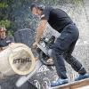 Da fliegen die Späne: Danny Martin bei seinem ersten Profi-Wettbewerb in der Disziplin Timbersports – dem Heizomat-Cup in Heidenheim.
