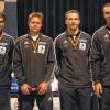 Den Spieß diesmal umgedreht: Bei den diesjährigen deutschen Säbel-Mannschaftsmeisterschaften schlug das Team des Fecht-Clubs Tauberbischofsheim Titelverteidiger Dormagen mit 45:44 und holte damit Gold mit (von links) Björn Hübner, Bence Szabo, Johannes Klebes und Sebastian Flegler.