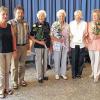 Verabschiedung: Diözesanreferentin Theresia Hörnig, Regionalreferent Volkmar Franz, Emma Ländner aus Kürnach, Katharina Meinzer aus Schimborn, Marianne Zellfelder aus Sailauf und Elisabeth Schmitt aus Niederwerrn.