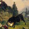 (maw)   Die Kunstgeschichte kennt jede Menge Tierspezialisten: den Enten-Koester, den Pferde-Krüger, den Löwen-Dill oder den Katzen-Adam. Einige von ihnen tauchen auf in der neuen Sonderausstellung „Das Tier und der Mensch – Gemälde und Grafik von Wilhelm von Kobell bis Franz Marc“ des Museums Georg Schäfer in Schweinfurt. Sie zeigt 141 Arbeiten des 18. bis 20. Jahrhunderts, 61 Gemälde und 80 Zeichnungen, meist aus dem Bestand, ergänzt durch Leihgaben, darunter zwei Gemälde von Franz Marc. Doch es geht um mehr als nur um Spezialistentum. Unter Mottos wie „Malerei ohne Mitleid“, „Im Dienst des Menschen“ oder „Geliebtes Tier“ wird das widersprüchliche Verhältnis Mensch/Tier deutlich – ist das Tier ausbeutbarer Besitz oder Lebensgefährte? Wir begegnen Nutztieren, Haustieren, Tieren als Statussymbol, gejagten und wilden Tieren in unterschiedlichsten Stilen und Graden der Anteilnahme seitens des Malers. Da gibt's dramatische, idyllische, pittoreske oder komische Szenen wie auf Friedrich Voltz' „Der Maler in Nöten“ von 1853 (oben). Öffnungszeiten: Dienstag bis Sonntag: 10 –17 Uhr, Donnerstag: 10–21 Uhr. Bis 6. November.