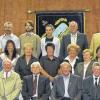 Strahlende Jubilare: Bei der Feier zum 90-jährigen Bestehen des TSV Röthlein wurden langjährige Mitglieder ausgezeichnet. Im Bild – mit dem stellvertretenden Vorsitzenden Uwe Kurz (links), Bürgermeister Albrecht Hofmann (Zweiter von rechts) und der Vorsitzenden Elke Lanz. Besonders geehrt wurde Alfons Krug (in der Mitte sitzend), das älteste Mitglied des TSV. Knapp zwei Jahre älter als der Verein, gehört er ihm seit 77 Jahren an.