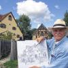 Ein Herz für Künstler: Maler Rudolf Lumm hat gut Lachen. Am Sonntag darf er kostenlos ins Bad Windsheimer Freilandmuseum.