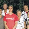 Das Siegerteam aus Hafenlohr mit Pokal und Urkunde: Matthias Ludwig, Jörg Wochnik, Florian Bernhard, Hanne Roth, Mike Dürr und Waltraud Rohde (von links) beim Frankonia-Pokalturnier in Lengfurt.