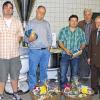 Viermal Straub und einmal Schaub: In der Backstube gratulierten Juniorchef Christian Straub (links) und Seniorchef Michael Straub (Zweiter von rechts) mit Obermeister Anton Hesselbach (rechts) den Betriebsjubilaren, Edgar Straub (Zweiter von links) und Gottfried Schaub.