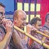 TV-Auftritt: Die „Pleichfelder Alphornbläser“ (von links) Alex Kimmel, Hans Cäsar, Reinhard Wald und Winfried Schraud – während ihres Auftritts in der Bayerischen Talentshow „Mia san mia“.
