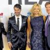 Gala-Gäste: Birgitt Gebauer (s.Oliver Geschäftsführung), Moderator Mathias Eckert, Veronica Ferres  und Carsten Maschmeyer.