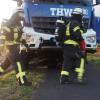 Gefahrgutübung am Forster WEg: Über  100 Feuerwehrleute, THW-Spezialisten, DLRG-Aktiven und Rotkreuzlern probten den Ernstfall.