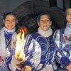 Mit Spaß dabei: Die HaKaGe-Garde fackelte beim Rathaussturm nicht lang herum (v.l.): Anna-Lena Kröckel, Dominique König und Katharina Heid.