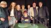 Die Künster der SAG-Gala: (stehend, von  links) Linde Unrein, Jule Beck, Almut Heusinger-Zuber, Renate Eckert, Joachim Engel, Hanns Peter Zwisler, Musiker Mad Mob und (sitzend) Johanna Bonengel. Es fehlt Anika Grosch.